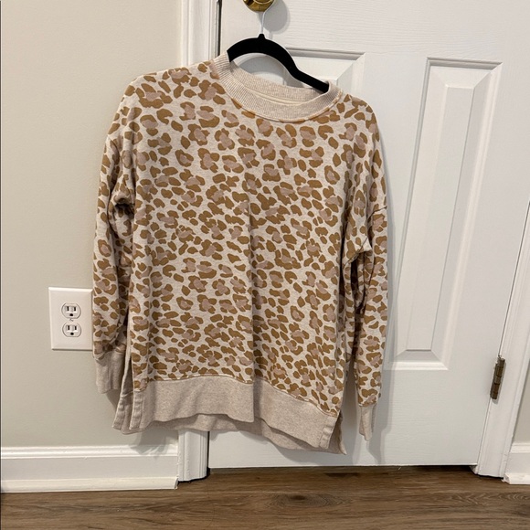 aerie Tops - aerie Cream and Tan Leopard Print Pullover Sweatshirt